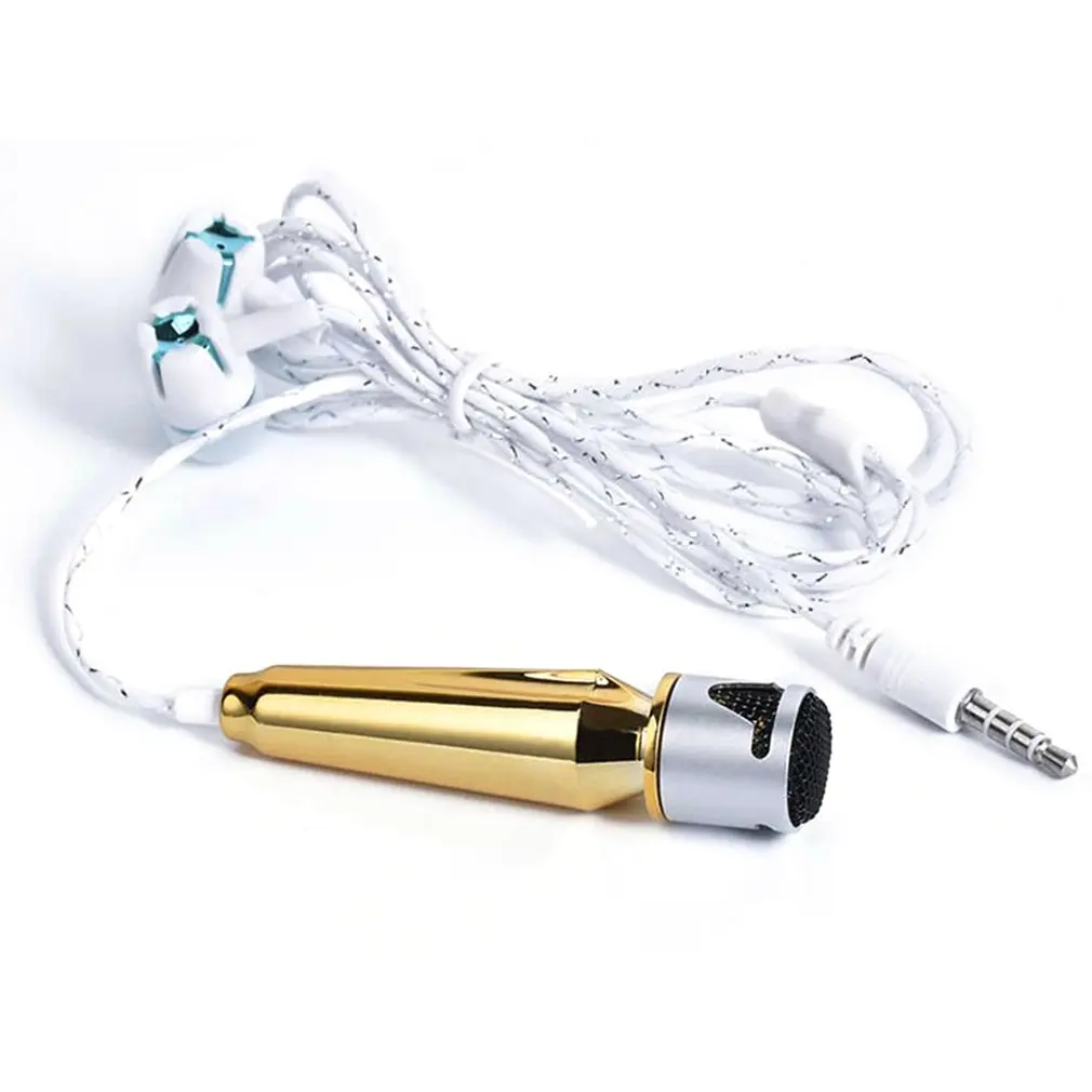 Champagne -earphone MINI Jack 3,5 мм студийный петличный профессиональный проводной микрофон ручной микрофон караоке для пения игр для мобильных телефонов ПК Горячая Распродажа - Цвет: Champagne -earphone