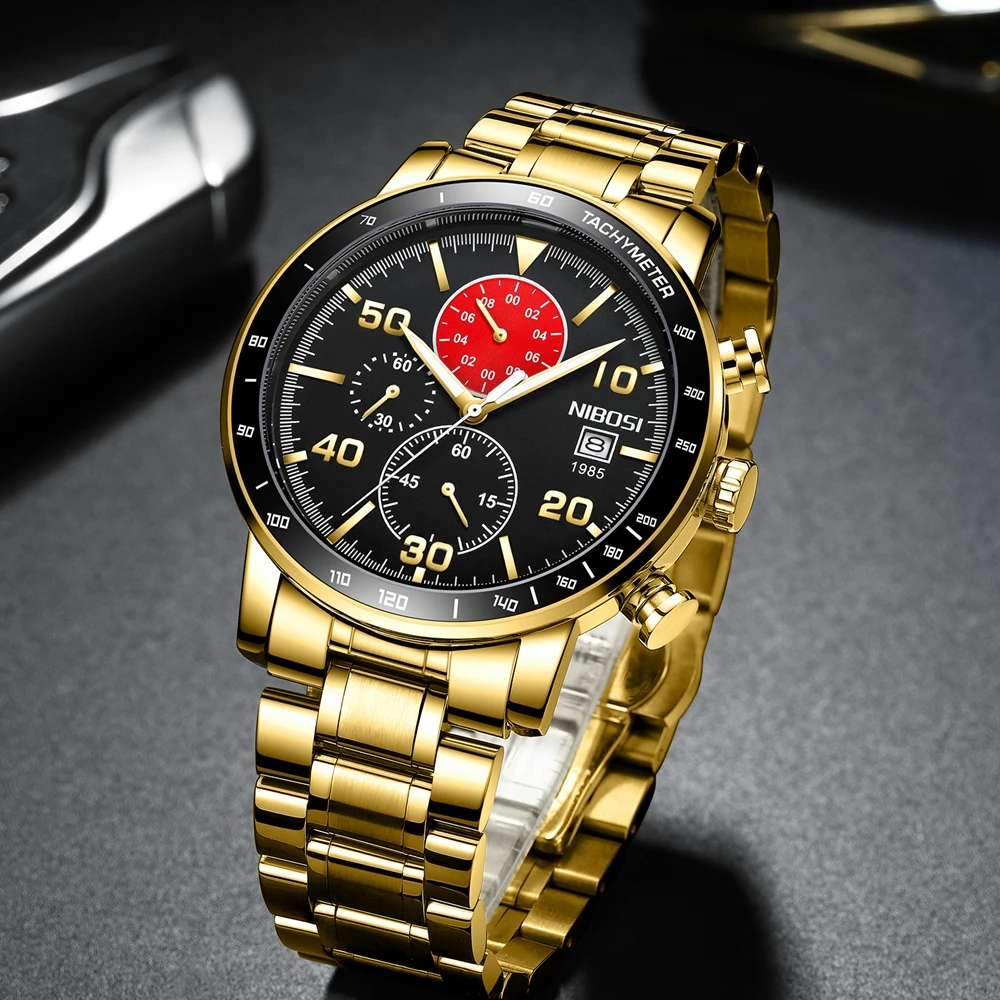 Часы наручные NIBOSI Мужские кварцевые брендовые Роскошные модные