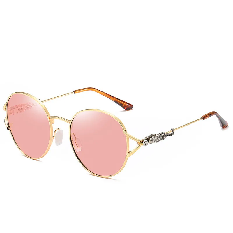 Zerosun модные круглые поляризационные солнцезащитные очки для женщин розовые HD