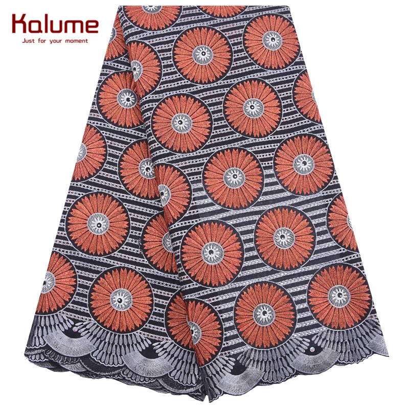 Новейший дизайн африканская швейцарская хлопчатобумажная кружевная ткань Kalume