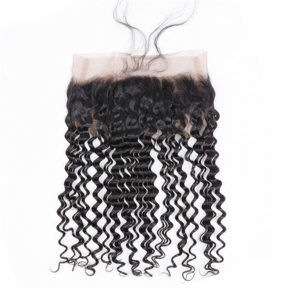 

MYLOCKME Hair Brazilian Deep Wave Lace Frontal Closure 360 Lace Frontal For Black Women Remy Hair Natural Color 100% Human Hair