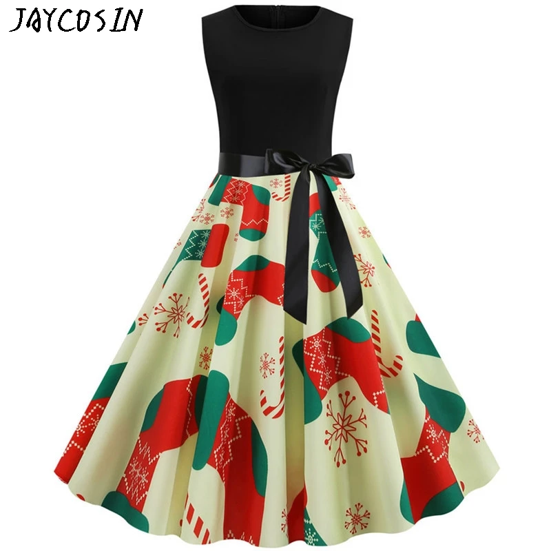 Рождественские платья для женщин винтажные свисающие 50 S 60 домохозяйка