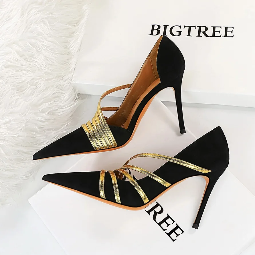 BIGTREE Women Shoe Sexy Nightclub Banquet Fashion 2021 Hollow Out High Heels Autumn Pointed Stiletto Elegant Pumps Single Shoes
