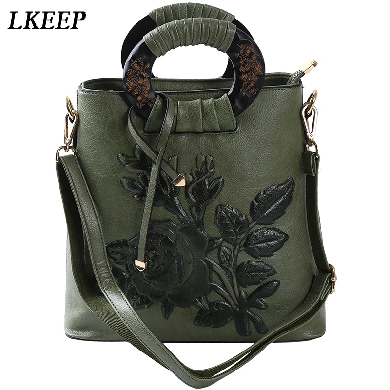

Hot Sale Vintage PU Leather Chinoiserie Embossing Leather Women Bags Handbags Women Big Shell Floral Women Shoulde Bag