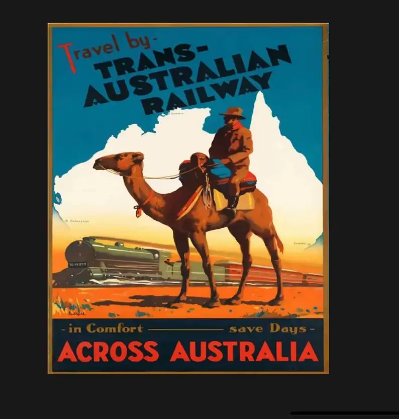 

Metal Wall Sign Tin Sign Travel By Trans Australian Railway Poster Home Living Room Club Wall Decoration Plaque Metal Plate