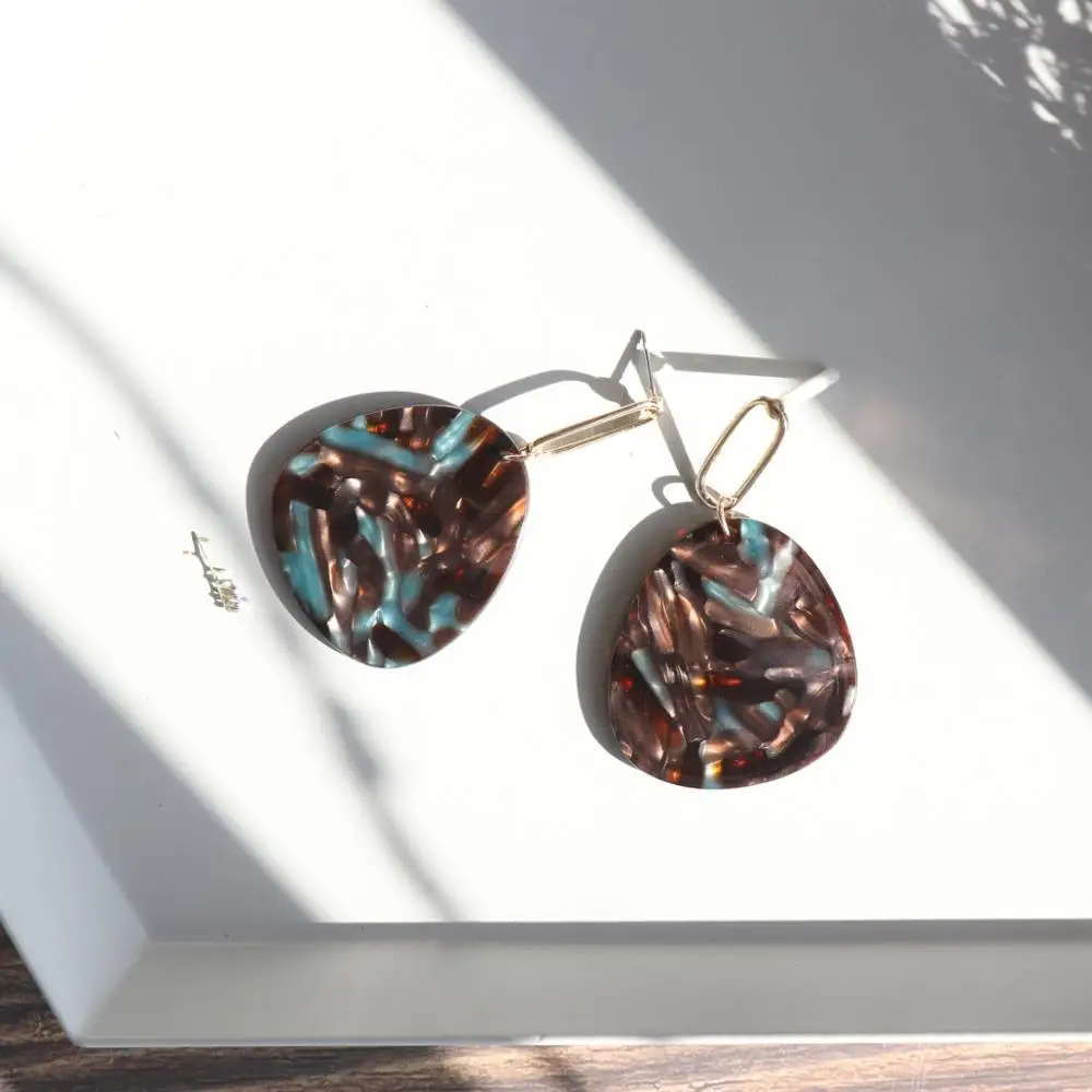 Новые Круглые длинные серьги из ацетата и смолы геометрические в форме капли