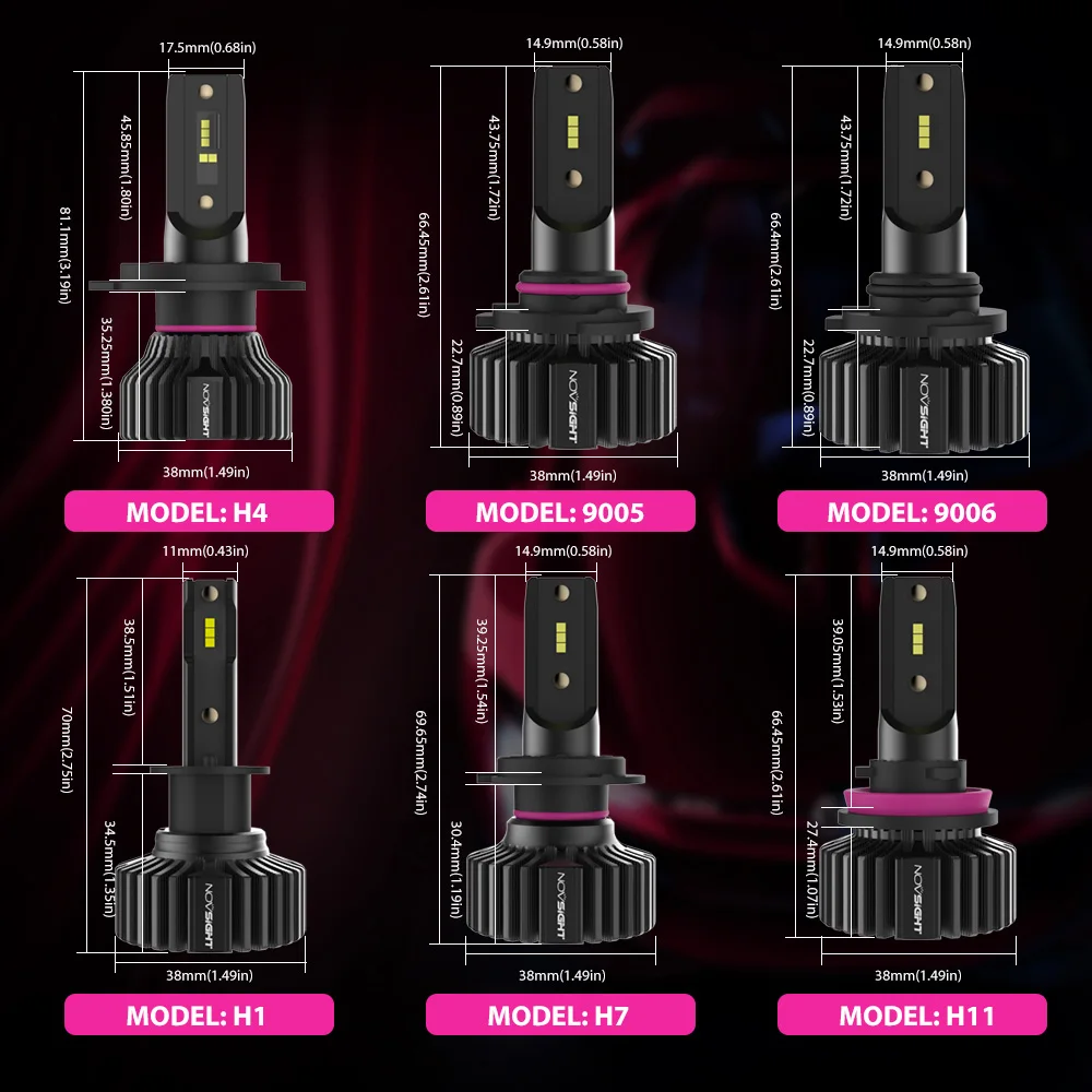 Novsight h7 светодиодная лампа mini h1 h11 h8 h4 светодиодные лампы для фар 6500k 10000lm супер