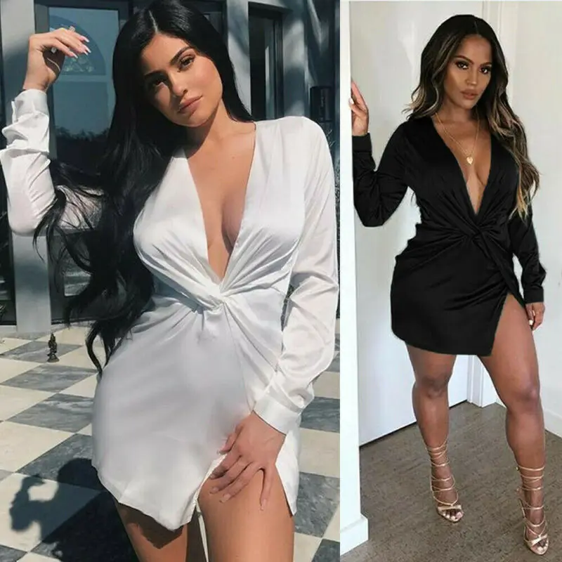 Сексуальное облегающее официальное женское платье из сатина с глубоким
