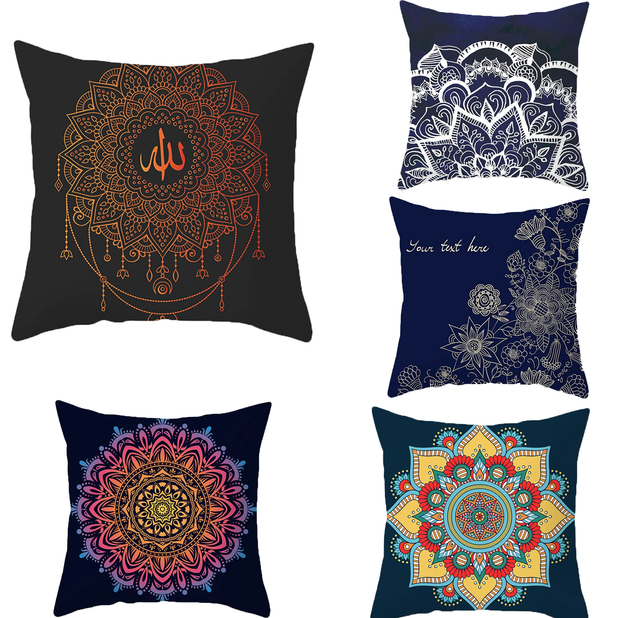 Декоративная подушка мандалы 45X45 см в стиле бохо из полиэстера наволочка для