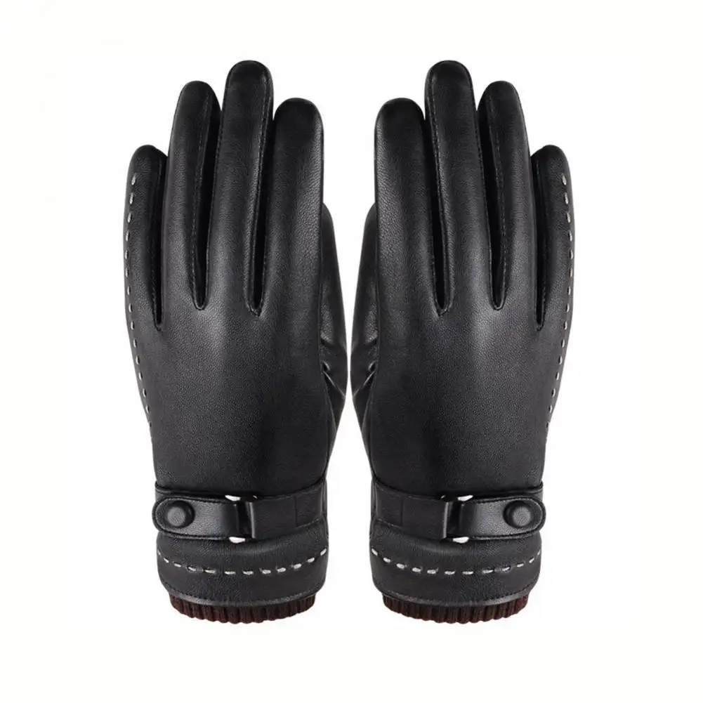 

Classic Soft 1 Pair Useful Faux Leather Warm Soft Gloves Wear-resistant Warm Gloves Windproof for winter Riding