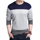Мужской брендовый свитер TFETTERS, осенняя футболка с круглым вырезом, Повседневный пуловер, мужской полосатый свитер с длинным рукавом, облегающие свитера для мужчин