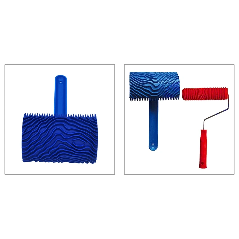 

Graining Painting Tool with Handle Rubber Empaistic Wood Pattern Paint Roller T3EC