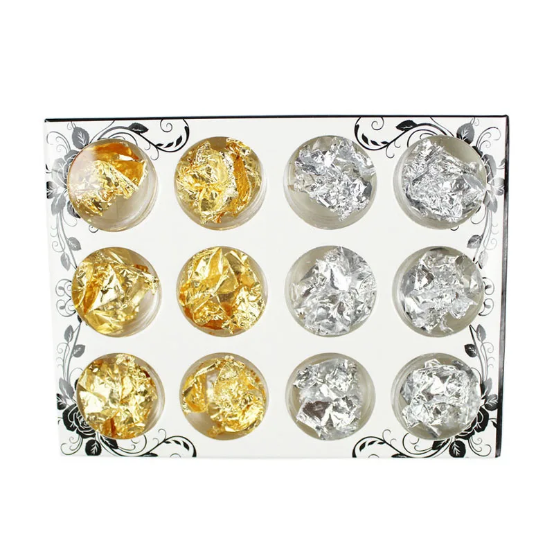 Объемная Фольга для дизайна ногтей хлопья украшение объемные блестки золотой