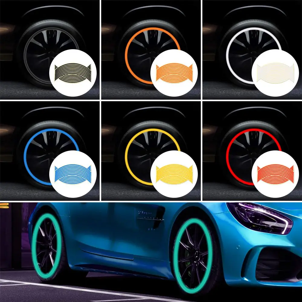 

Easy to Use Better Adhesion Car Appearance Decoration Wheel Hub Stickers Reflective Effect Wheels Rim Tape 18 inch