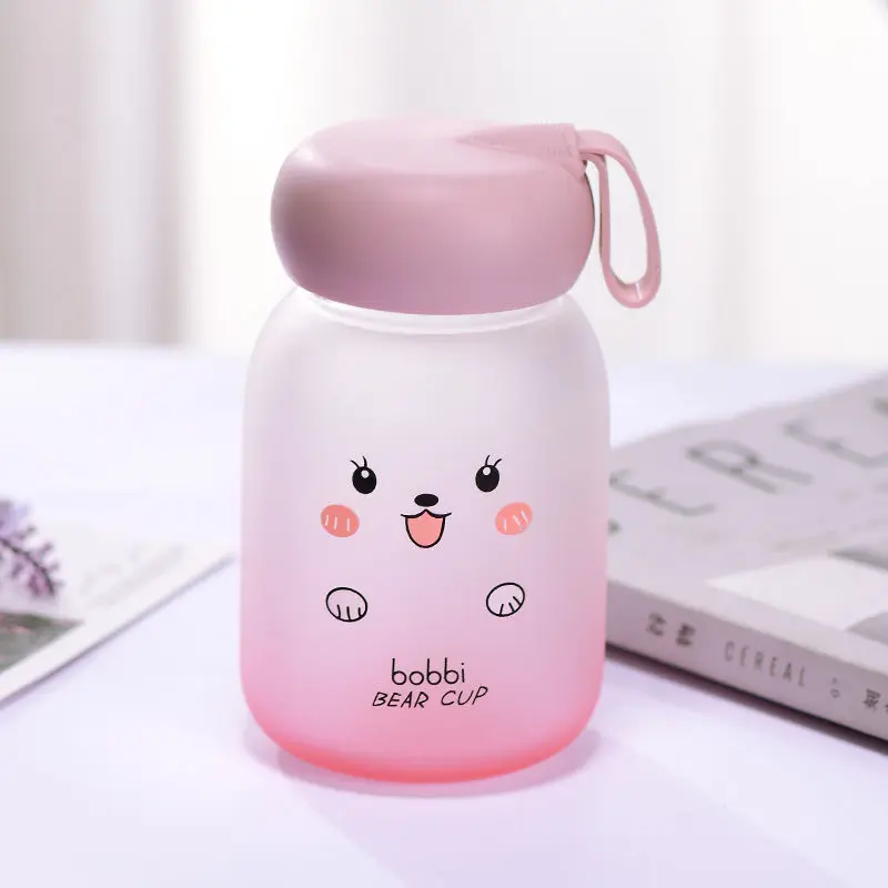 

400ML Water Bottle lid Cartoon Frosted Leakproof Mini Drinkware Bottle Portable Camping Bottle Children Kids