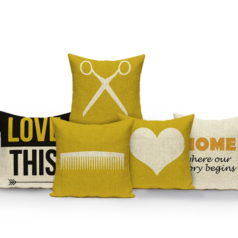

Yellow Black Letters Print Cushion Cover Bird Tree Throw Pillow Cover Nordic Living Room Decor Pillowcase for Home Car Sofa