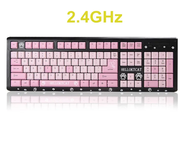 black 1 2,4 ГГц Беспроводная настольная клавиатура для ноутбука hello kitty, тонкая розовая Беспроводная клавиатура для девочек - Цвет: black 1