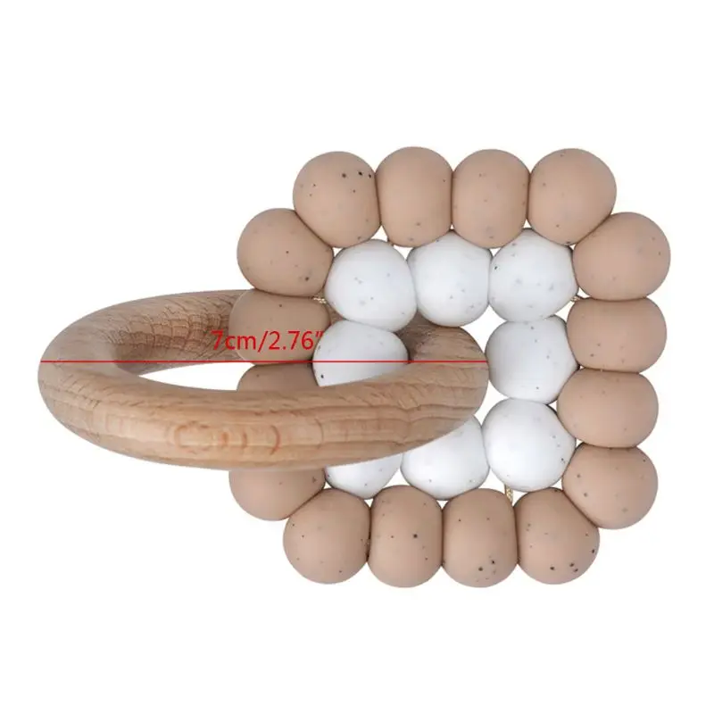 

Baby Nursing Bracelets Silicone Teether Teething Wood Rattles Toys Nursing Toys 63HE