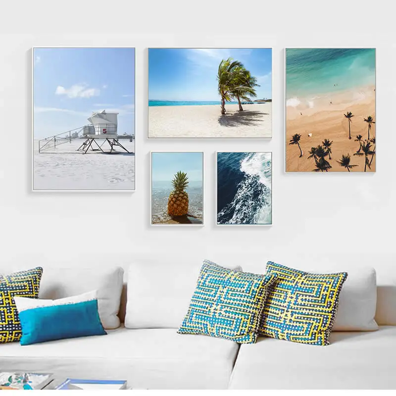 Современный настенный плакат в скандинавском стиле пейзаж картина ананасами