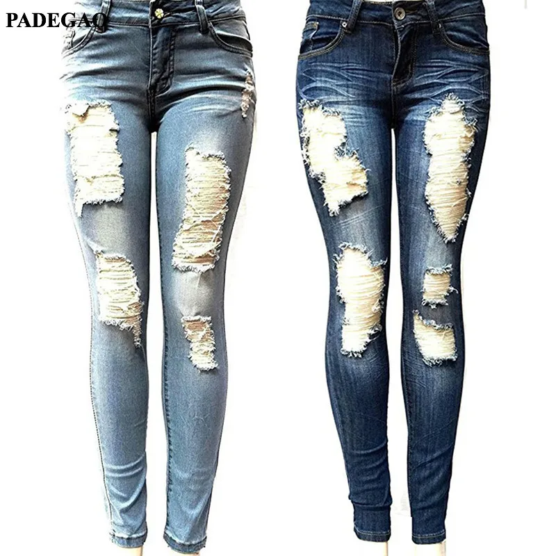 PADEGAO S-XXL женские обтягивающие рваные джинсы с дырками джинсы-бойфренды
