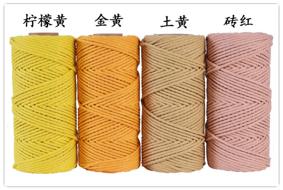 4 мм макраме с пленка шнур хлопка красочные веревки бежевый витой шнурок для