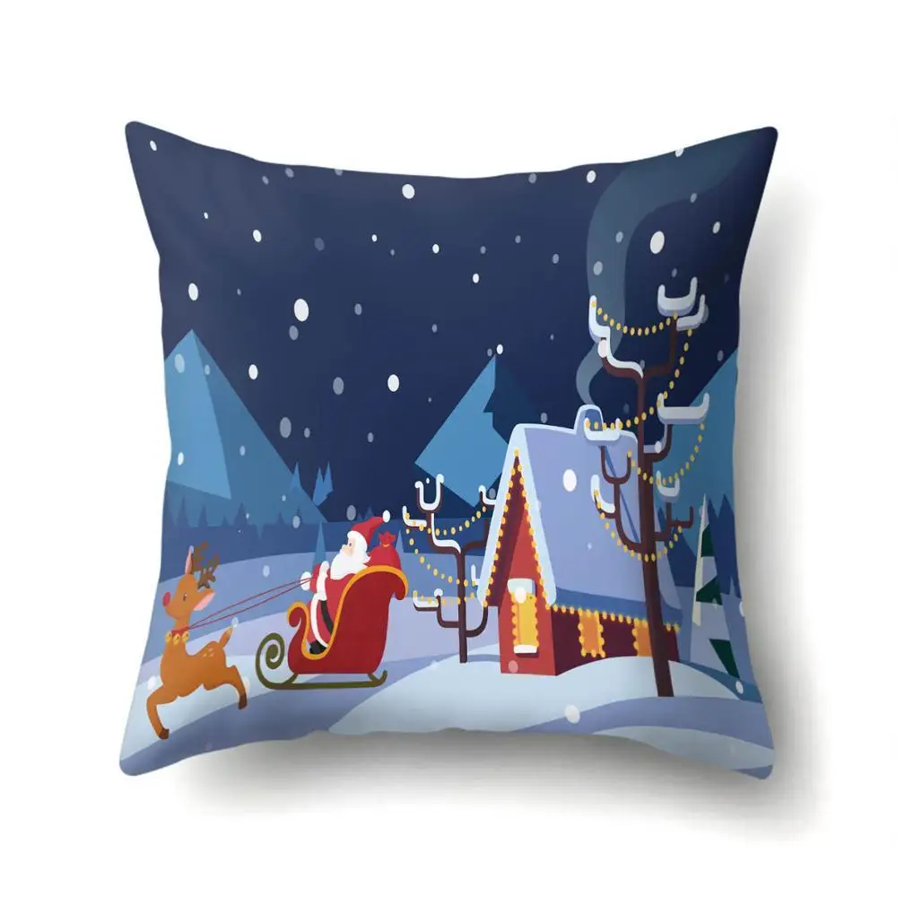 2BZ-40543-284 1Pcs Santa Pattern Christmas Cushion Cover 45*45 Decorative Throw Pillow Xmas New Year Home Decor Polyester Pillowcase 40543 - Цвет: 2BZ-40543-284