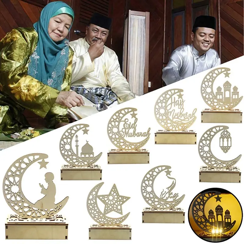 

Led Light Moon Star Ramadan Eid Mubarak Decor Ornament Islamism Muslim Decoration For Home Party Decor