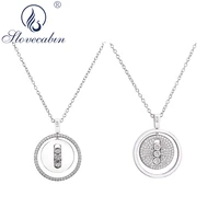 slovecabin 925 sterling silver move stone round pendant necklaces long chain fine jewelry making wholesale women gift