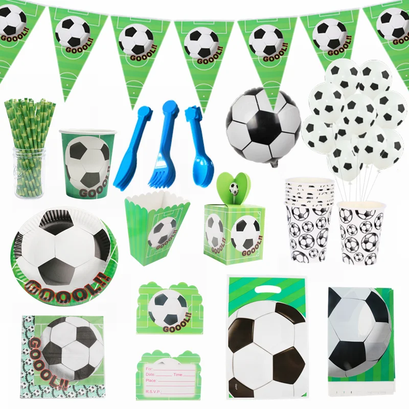 Футбольная одноразовая посуда набор бумажная салфетка под тарелку кружку для