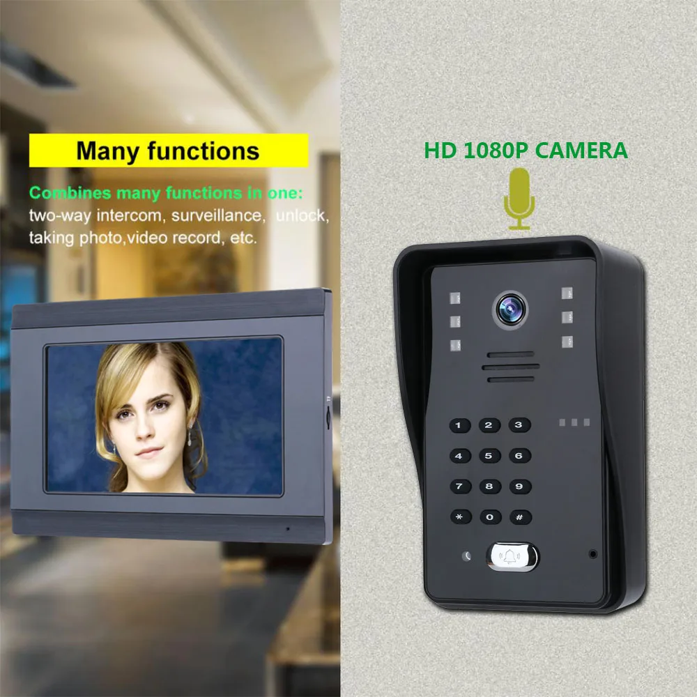 7 inch wifi video doorbell kits video door intercom system with password id card remote controlcellphone app unlock free global shipping
