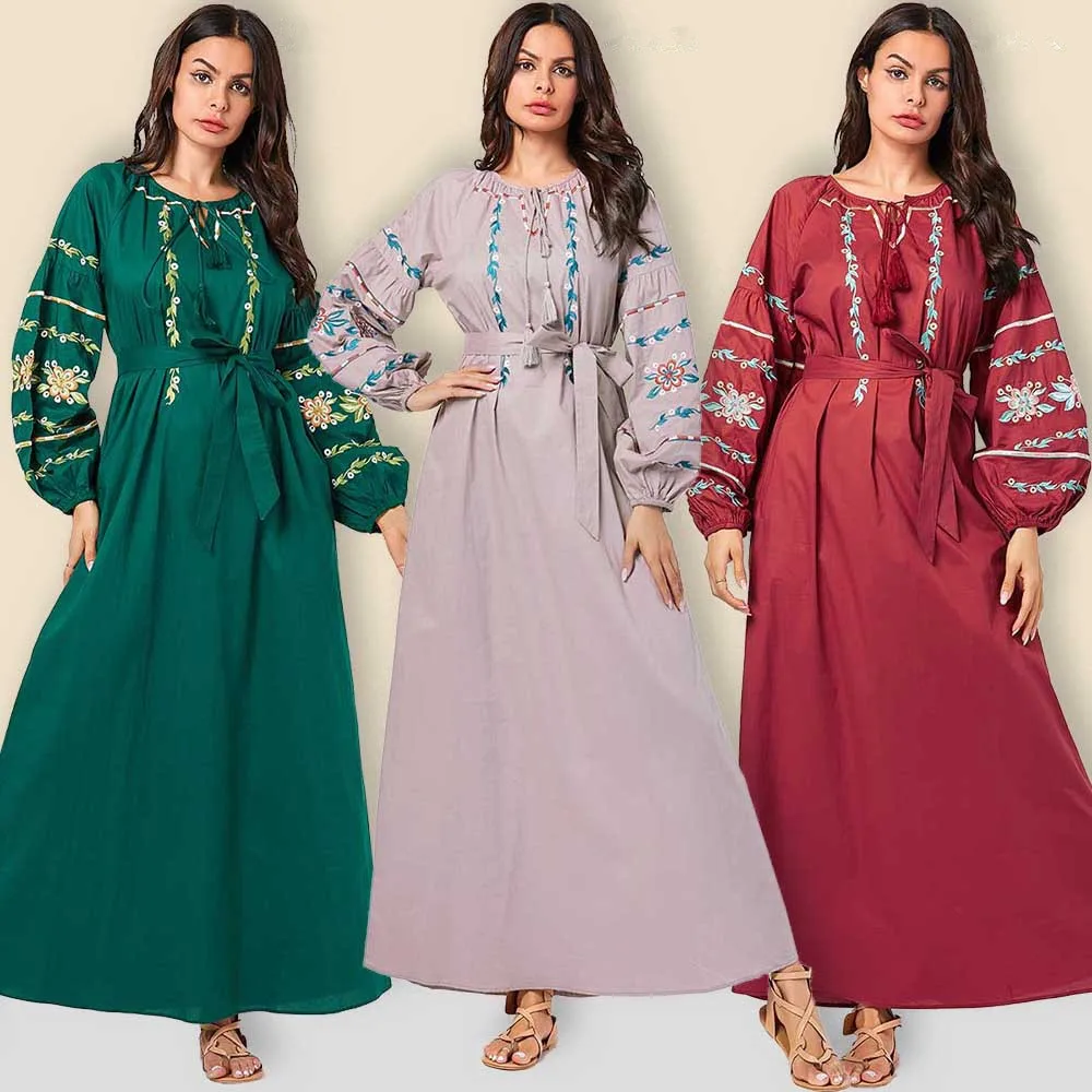 Вышивка абайя Турция исламский Арабский мусульманский хиджаб платье Кафтан