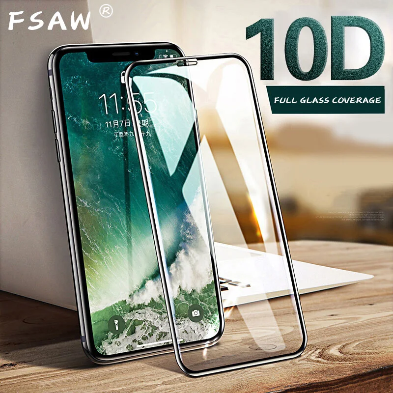 Новое 10D изогнутое полное покрытие из закаленного стекла на iPhone X XR XS Max Защитная