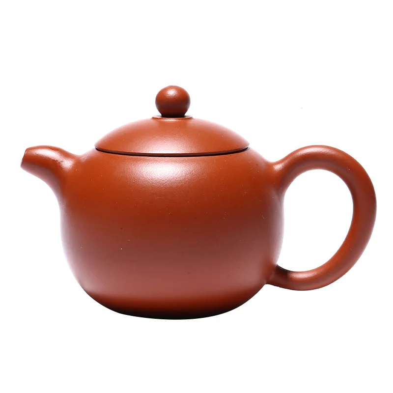 

Zisha teapot Yixing handmade raw mineral vermilion clay pieces ball teapot Chaoshan kungfu tea set
