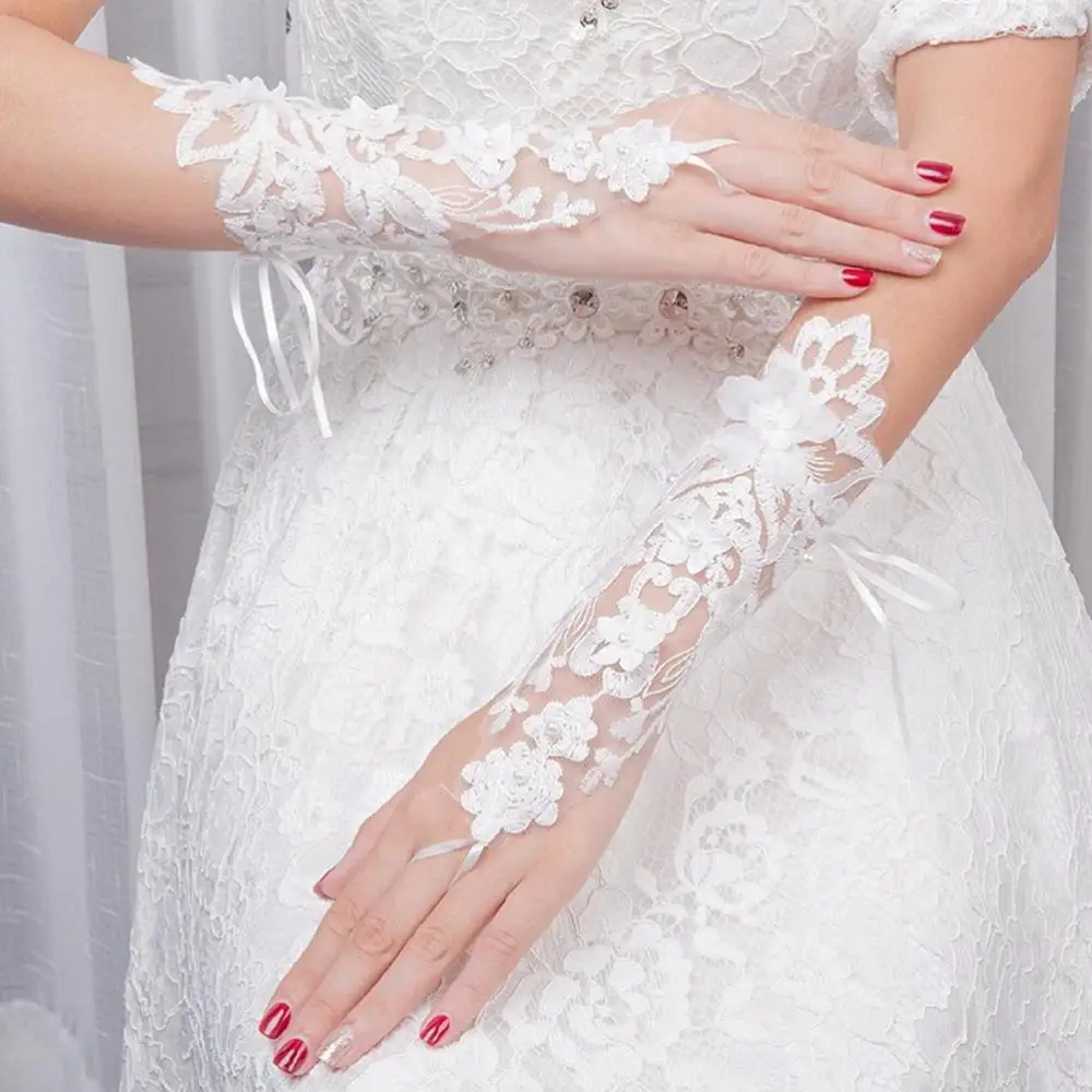 Wedding Accessories Gloves 2020 Applique Short High Quality Lace White Elegant Bridal | Свадьбы и торжества