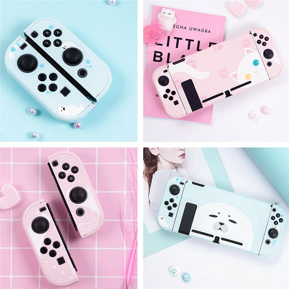 Милый кавайный котик Розовый Жесткий чехол для Nintendo Switch Console Jon con корпус