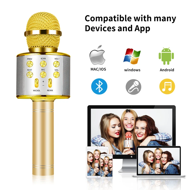 Bluetooth-микрофон для караоке беспроводной микрофон профессиональный динамик