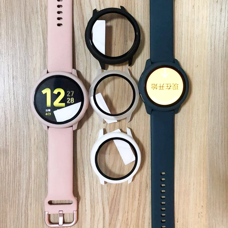 

360 Full Screen Protector Bumper Frame PC Case For Samsung galaxy watch active 2 40mm 44mm Cover Tempered glass film+Case