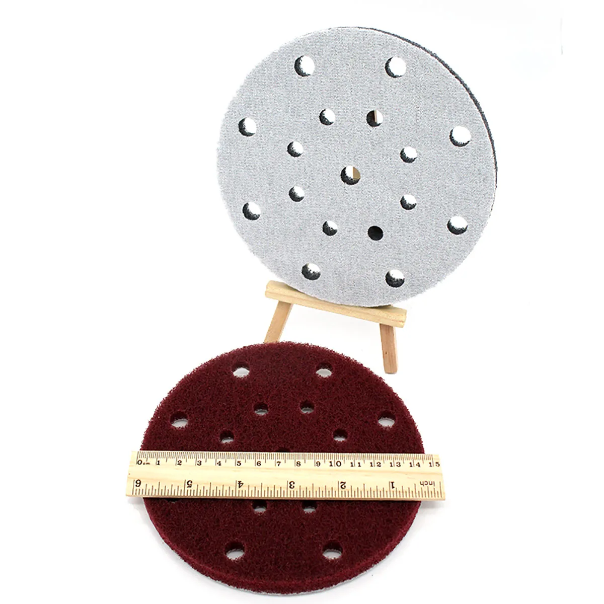 

5Pcs 6" 150mm Flocking Scouring Pad 17-hole Round Nylon Fiber Abrasive Sanding Discs for Rust Removal Dusting Polishing Grinding