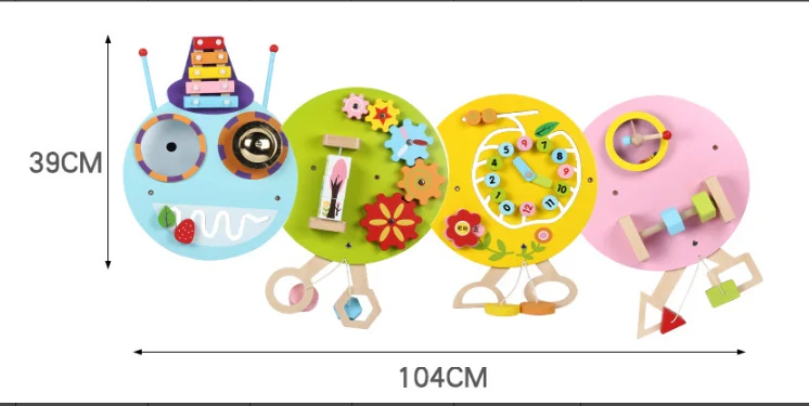 

Wall Game Toy Wooden Busyboard Caterpillar Game Fun Children Clock Enlightenment Busy Board MLB Toys 4 in 1 Sensory Board