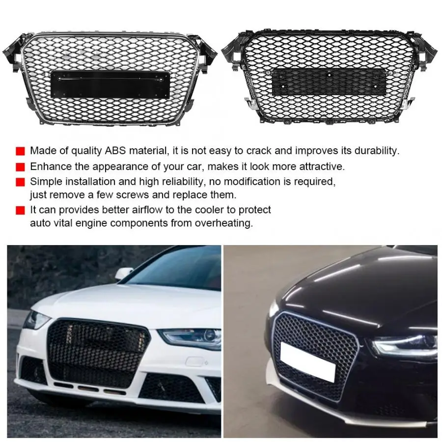 Для RS4 Стиль автомобильный передний бампер сетка решетка гриль для Audi A4/S4 B8.5 2013 автомобиль передний аксессуары для решетки