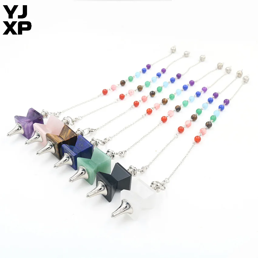 YJXP Природный камень рейки маятник кристаллы аметиста кварца кулон для придавая