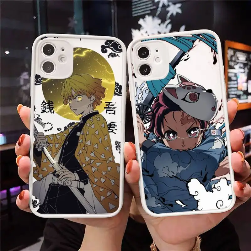 

Kimetsu No Yaiba Demon Slayer Anime Phone Case Clear matte transparent For white iPhone 7 8 x xs xr 11 12 pro plus max mini