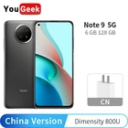 Смартфон Xiaomi Redmi Note 9, 5G дюйма, 6 ГБ ОЗУ, 128 Гб ПЗУ, Восьмиядерный процессор 800U, 5000 мА  ч, дисплей 6,53 дюйма, камера 48 МП, китайская версия