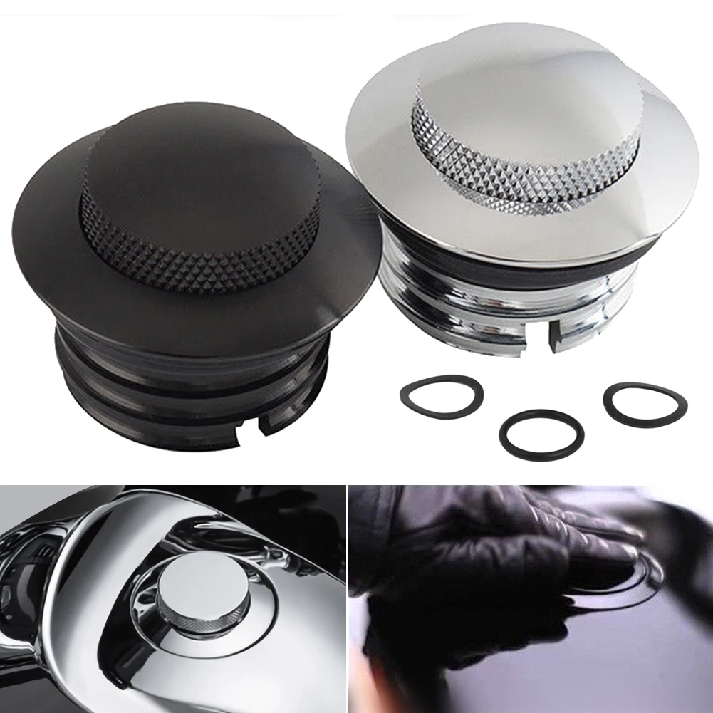 

Flush Pop Up Reservoir Gas Cap Vented Fuel Tank For Harley Bike Chromed