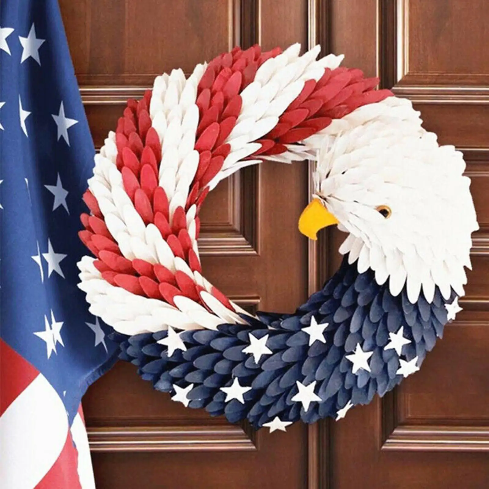 

DIY America Patriotic Eagle Wreath Garland Decor for Front Door Election Vote President Household Decoration