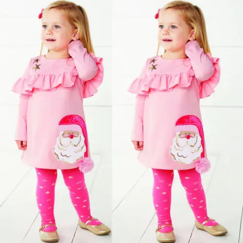 Рождественские комплекты одежды для новорожденных девочек топы из хлопка с