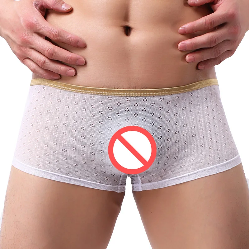 

Для Мужчин's сетчатые трусы-боксеры сексуальное нижнее белье, Для мужчин s ультра-тонкие кружевные прозрачные трусики с низкой талией открытые Homme, фирменные, Для мужчин трусы-шорты