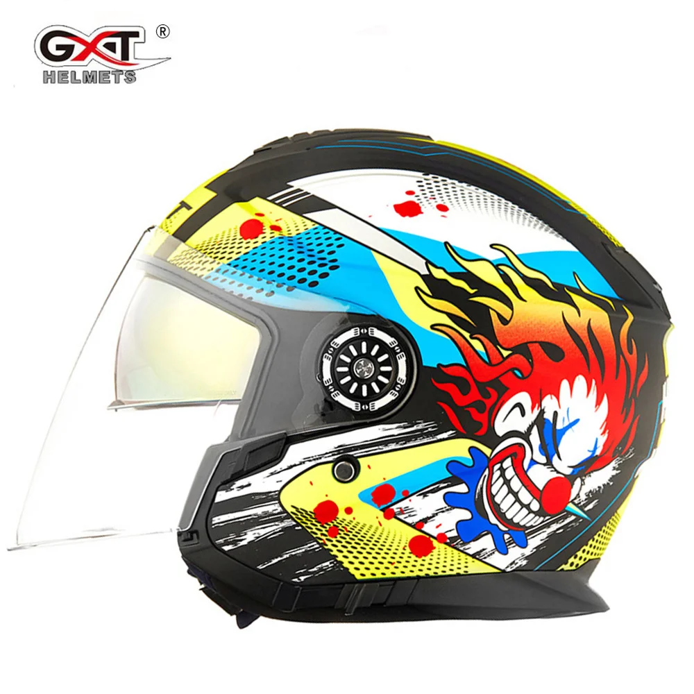 

Мотоциклетный шлем GXT, шлем с открытым лицом и двойными линзами, мотоциклетный шлем, электрический велосипедный шлем, шлем для скутера, Casco ...