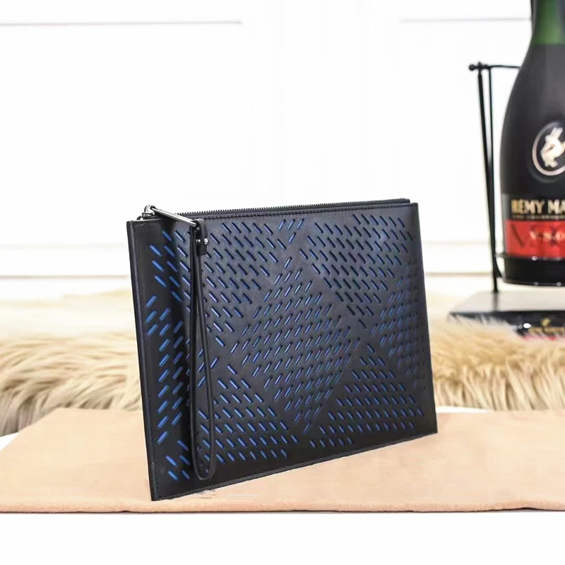 2021 New Fashion Business Men's Clutch Bag 100% Cowhide Envelope Bag Brand Luxury Color Matching Wallet Briefcase