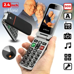 artfone 1400mah battery unlocked senior mobile phone with sos emergency button flip big button mobile phone for elderly2g free global shipping
